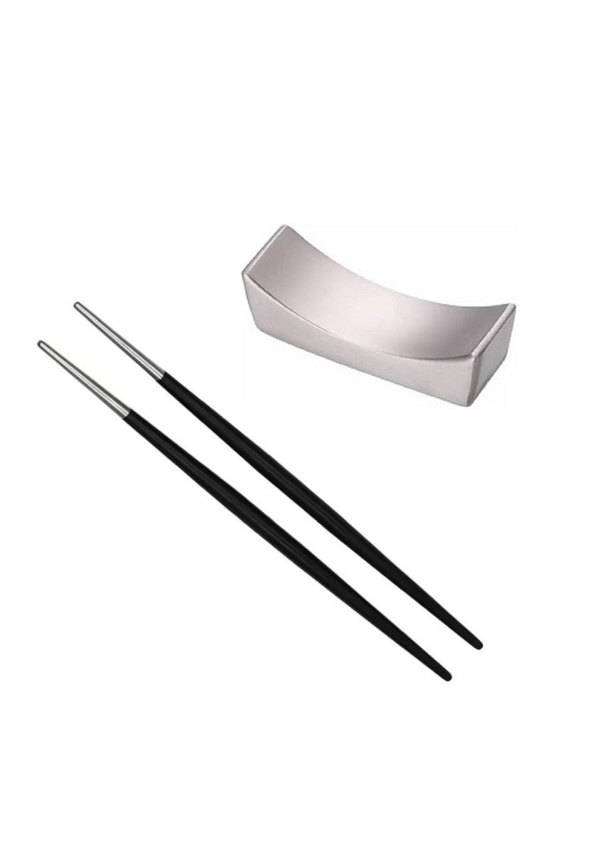 Набор серебряной подставки и палочек для суши серебро с черной ручкой для дома ресторанов, кафе. REMY-DECOR (293152660)