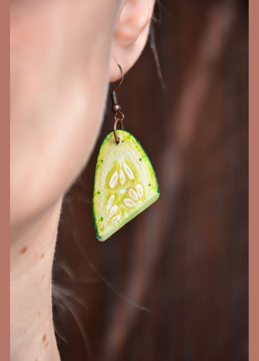 Авторские деревянные серьги "Огурец" Lucy Kozyra (325454981)