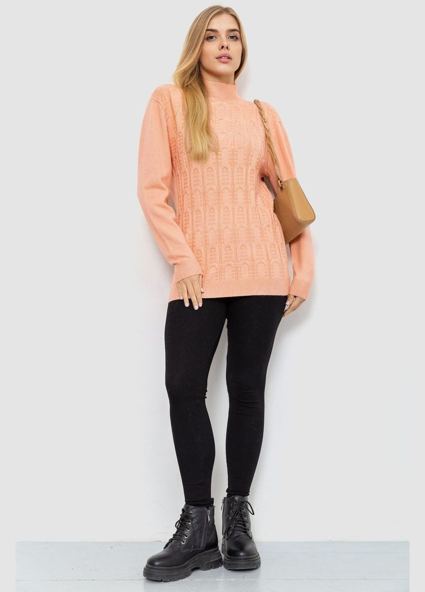 Персиковый зимний свитер женский, цвет светло-оливковый, Ager