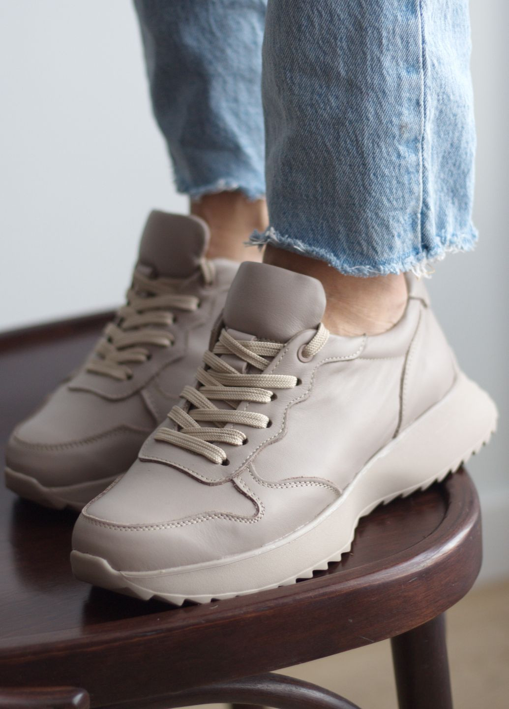 Кросівки жіночі з натуральної шкіри Zlett 3842 бежеві демісезони (258048324)