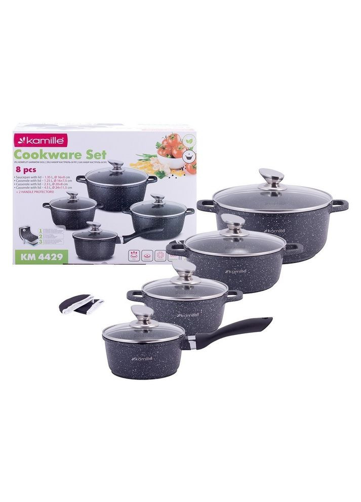 Набор посуды 9 пр. KM4429+Набор кухонных принадлежностей Tramontina Ability из нейлона 4 шт. 25199/601 Kamille (316516039)