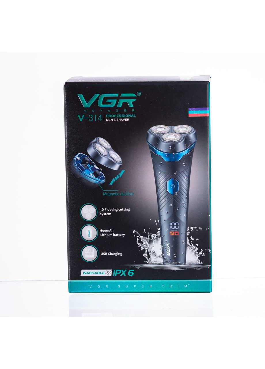 Електробритва для чоловіків роторна для вологого та сухого гоління з дисплеєм VGR V-314 Jooki (360920829)