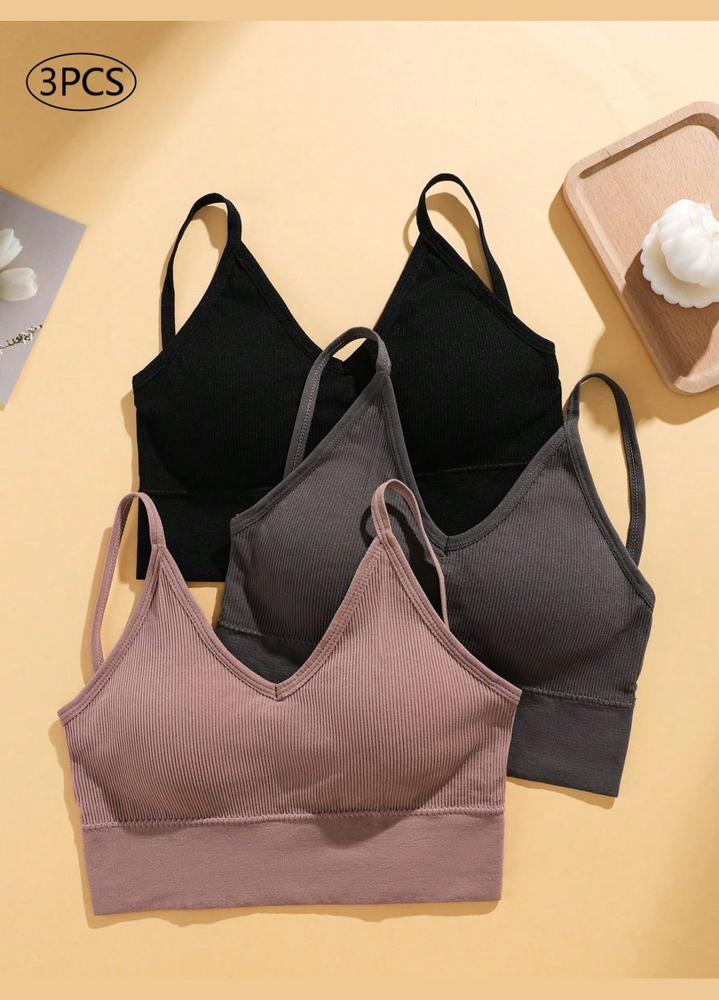 Комбінований бюстгальтер спортивний (3 шт.) SHEIN без кісточок