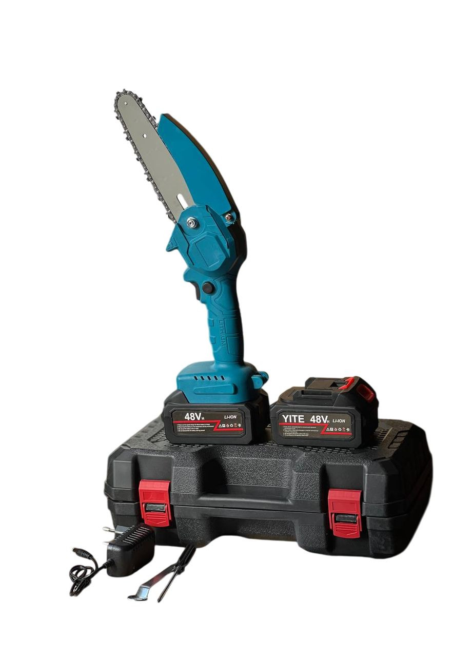 Пила цепная аккумуляторная электрическая для обрезки деревьев и веток с 2 аккумуляторами 15 см шина No Brand (324770867)