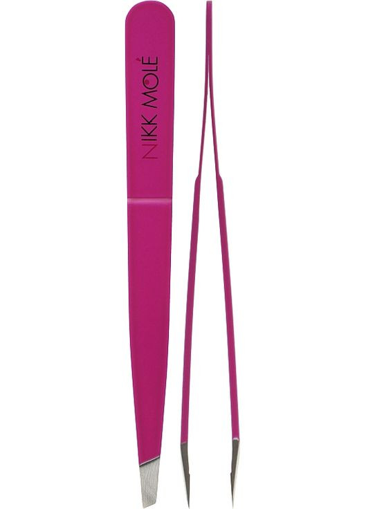 Набір з двох пурпурових пінцетів для брів у чохлі 2шт (940105-23343) Nikk Mole (368620249)
