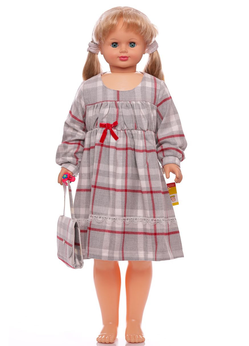 Сіра сукня з довгим рукавом із сумочкою трикотажна сіра 110 см (35121) BABYKROHA (323470162)