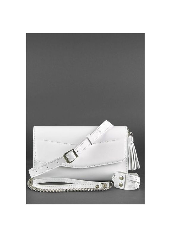 Поясная сумка женская кожаная через плечо с ремешком Элис Белая BlankNote (302008753)
