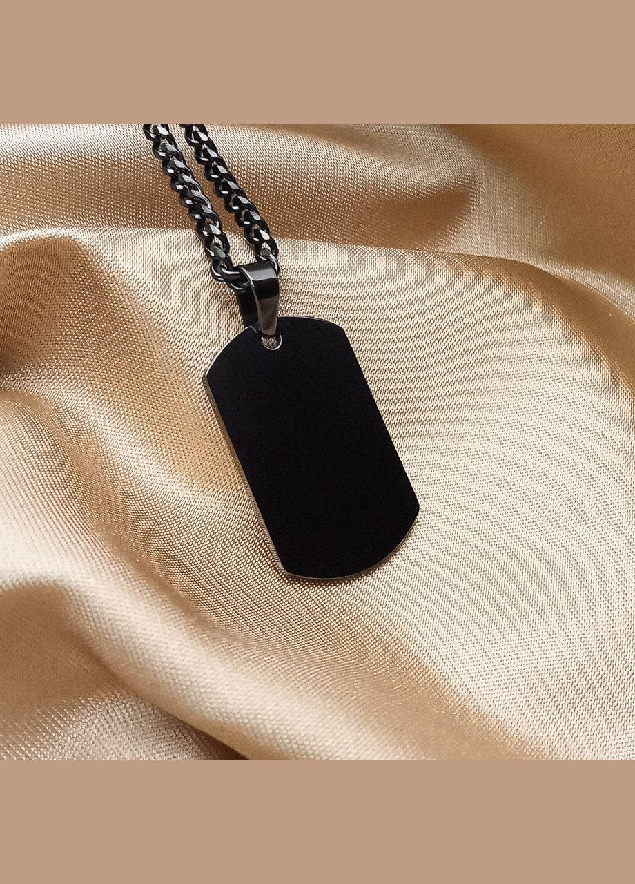 Маленький жетон с черной цепочкой, лазерной гравировкой, комплект. Гравировка индивидуальным текстом ар No Brand (308040533)