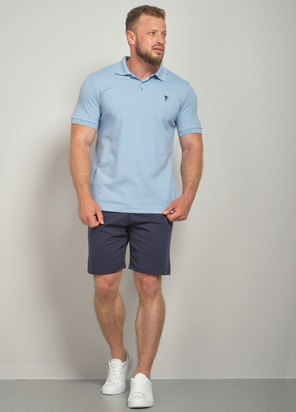Голубая футболка мужская поло 102554 Power