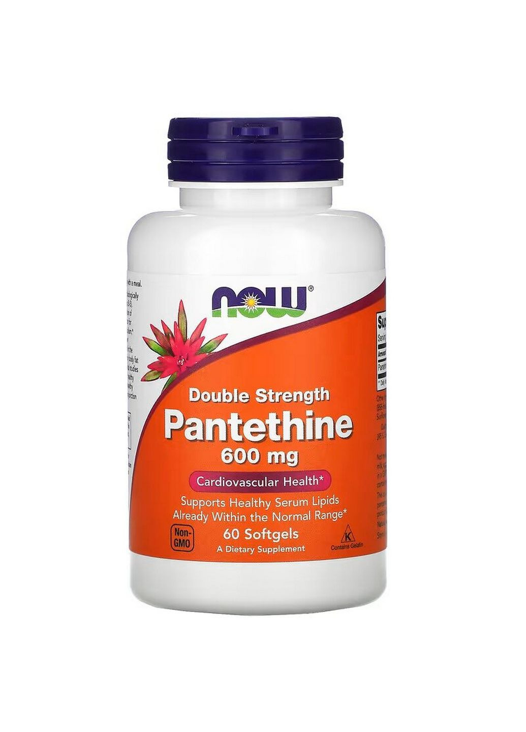 Вітаміни та мінерали Pantethine 600 mg Double Strength, 60 капсул Now (294928994)
