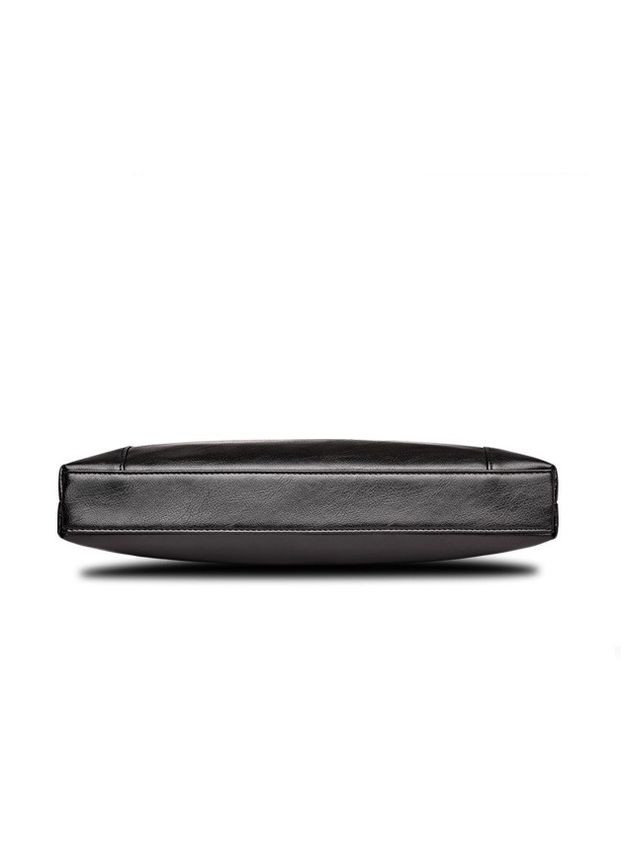 Діловий чоловічий портфель із ПУ шкіри з блискавкою чорний No Brand (351536627)