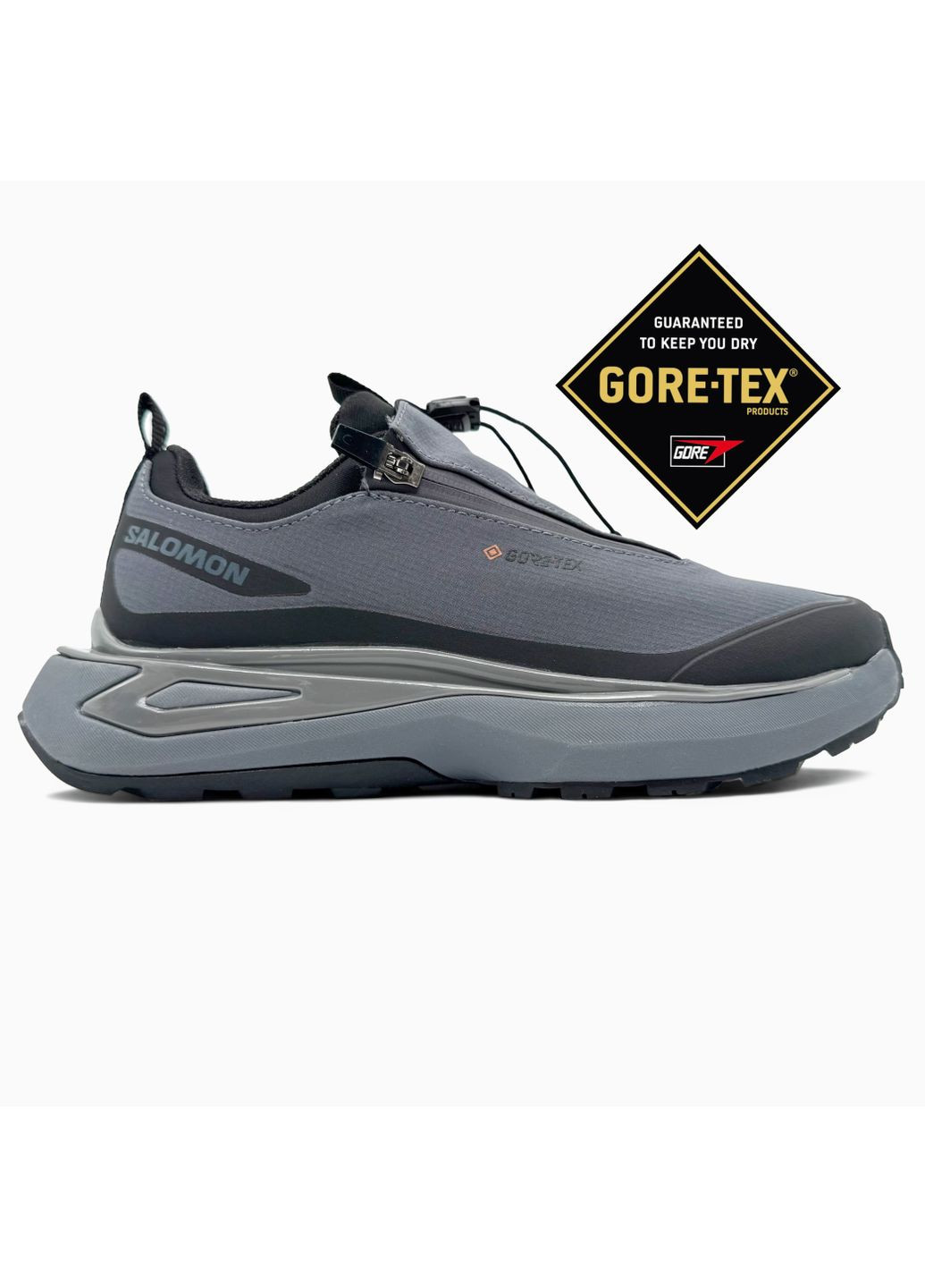 Серые демисезонные кроссовки мужские salomon odyssey gore-tex grey / black саломон одисей No Brand