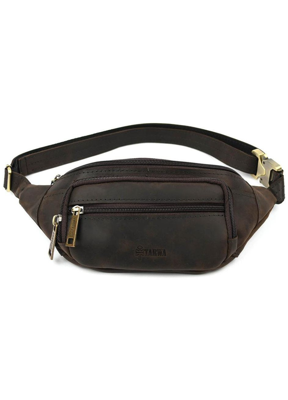 Чоловіча шкіряна сумка на пояс бананка через плече для телефону та для документів середня Коричневий 38406 TARWA (352165959)