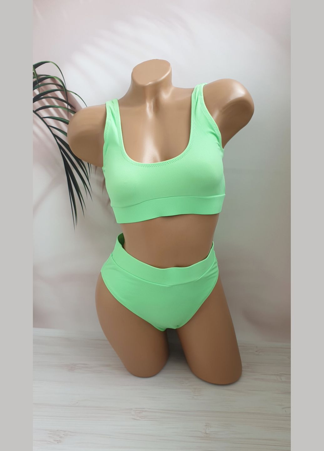 Зелений літній молодіжний роздільний купальник роздільний No Brand