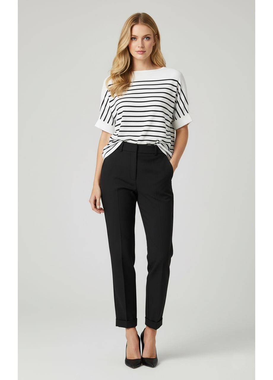 Жіночий вільний смугастий топ з рукавами «Кажан» Чорний Number Nine - (363261709)