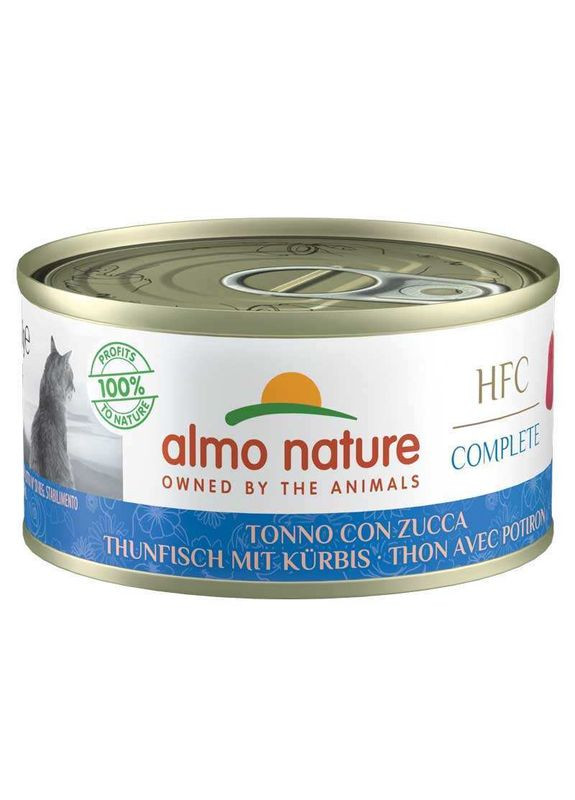 HFC Cat Complete Tuna with Pumpkin - Консервований корм з тунцем та гарбузом для дорослих котів - 70 г Almo Nature (362095639)