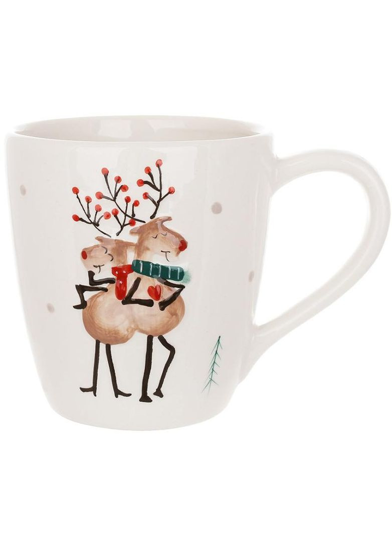 Кружка керамическая Влюбленные Олени 450мл белая для дома и кухни посуда для чая и кофе BonaDi (368977276)