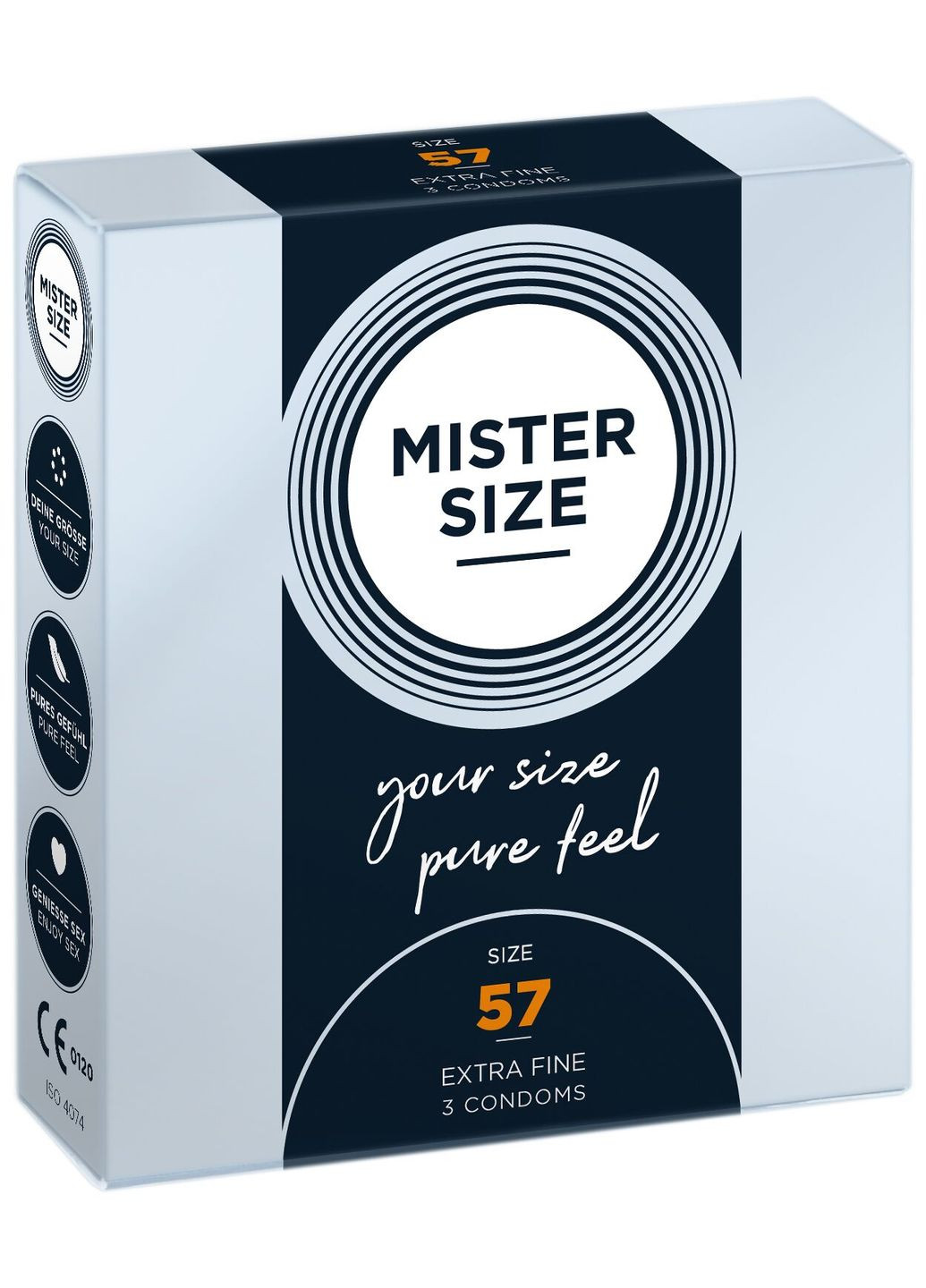 Pure feel - 57 (3 condoms), товщина 0,05 мм - CherryLove Mister Size (296930486)