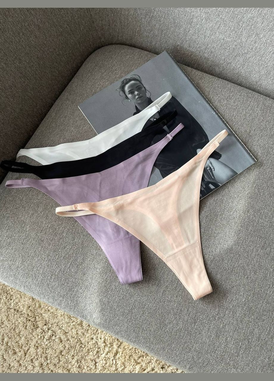 Безшовні трусики стрінги на лямочках. Ніжні жіночі стрінги в базових кольорах No Brand Стрінги (322244834)