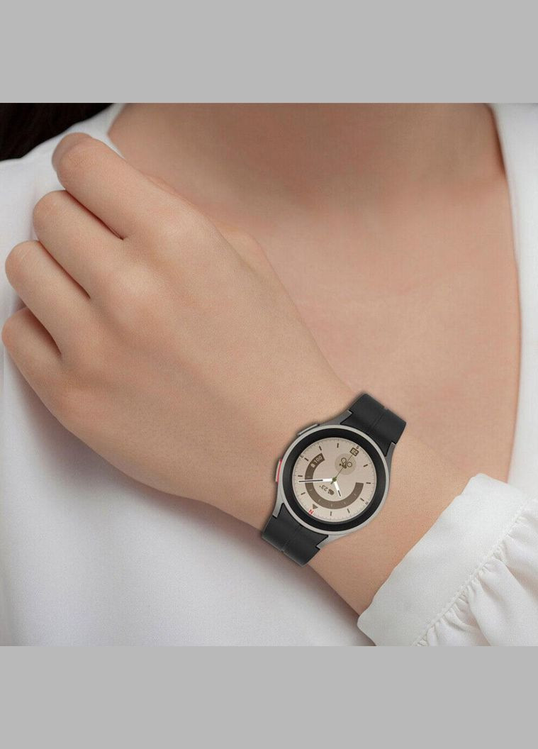 Ремешок Magnetic Silicone для часов Samsung Galaxy Watch 4 / Watch 5 / Watch 5 Pro Black&Silver S/M Primolux (264029069)