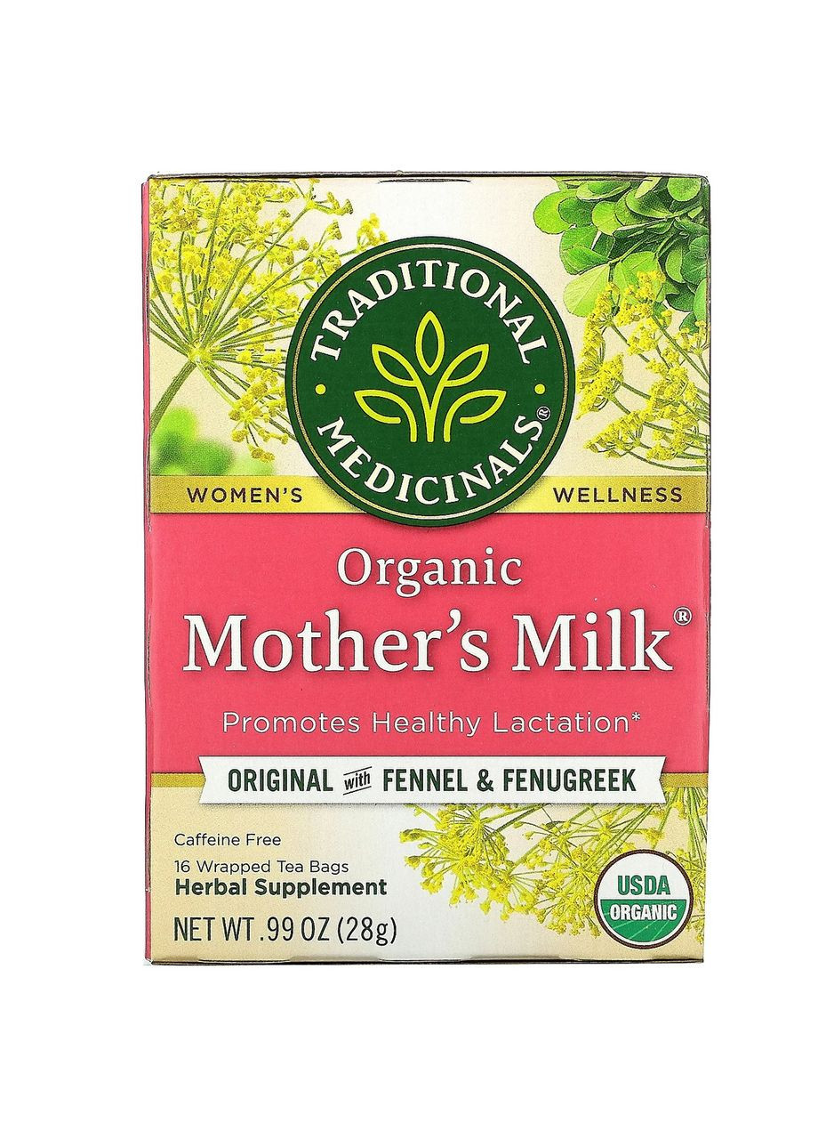 Органічний чай з фенхелем і пажитником Mother's Milk для лактації 16 чайних пакетиків Traditional Medicinals (263603577)