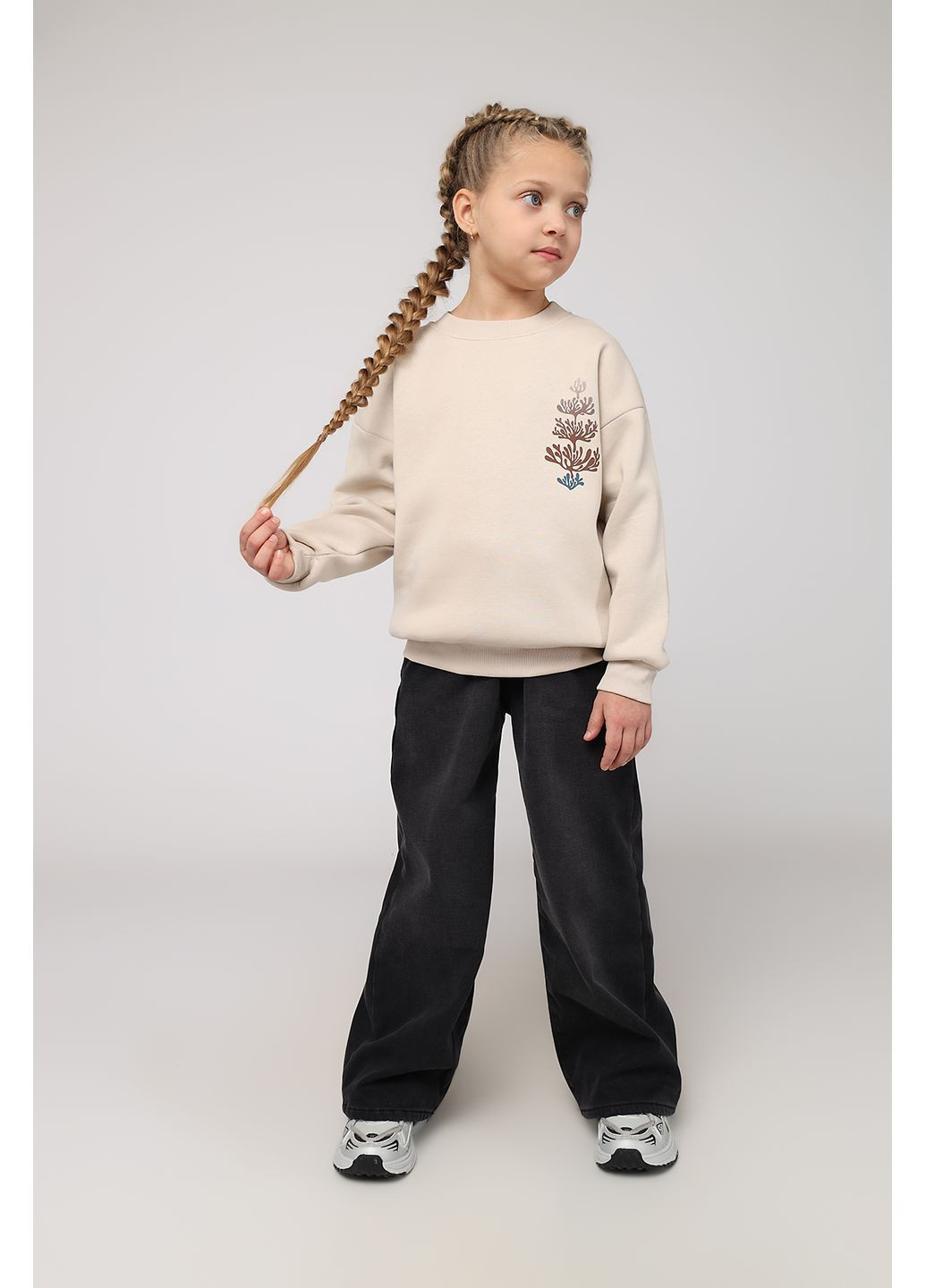 Yuki свитшот для девочки цвет бежевый цб-00284505 бежевый футер