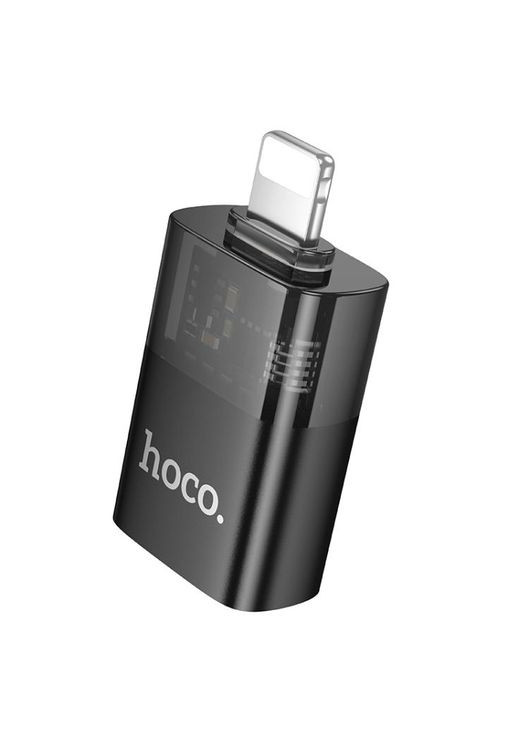 Перехідник iP male to USB female OTG transparent adapter Black (6942007647151) Hoco UA36 (372683888)