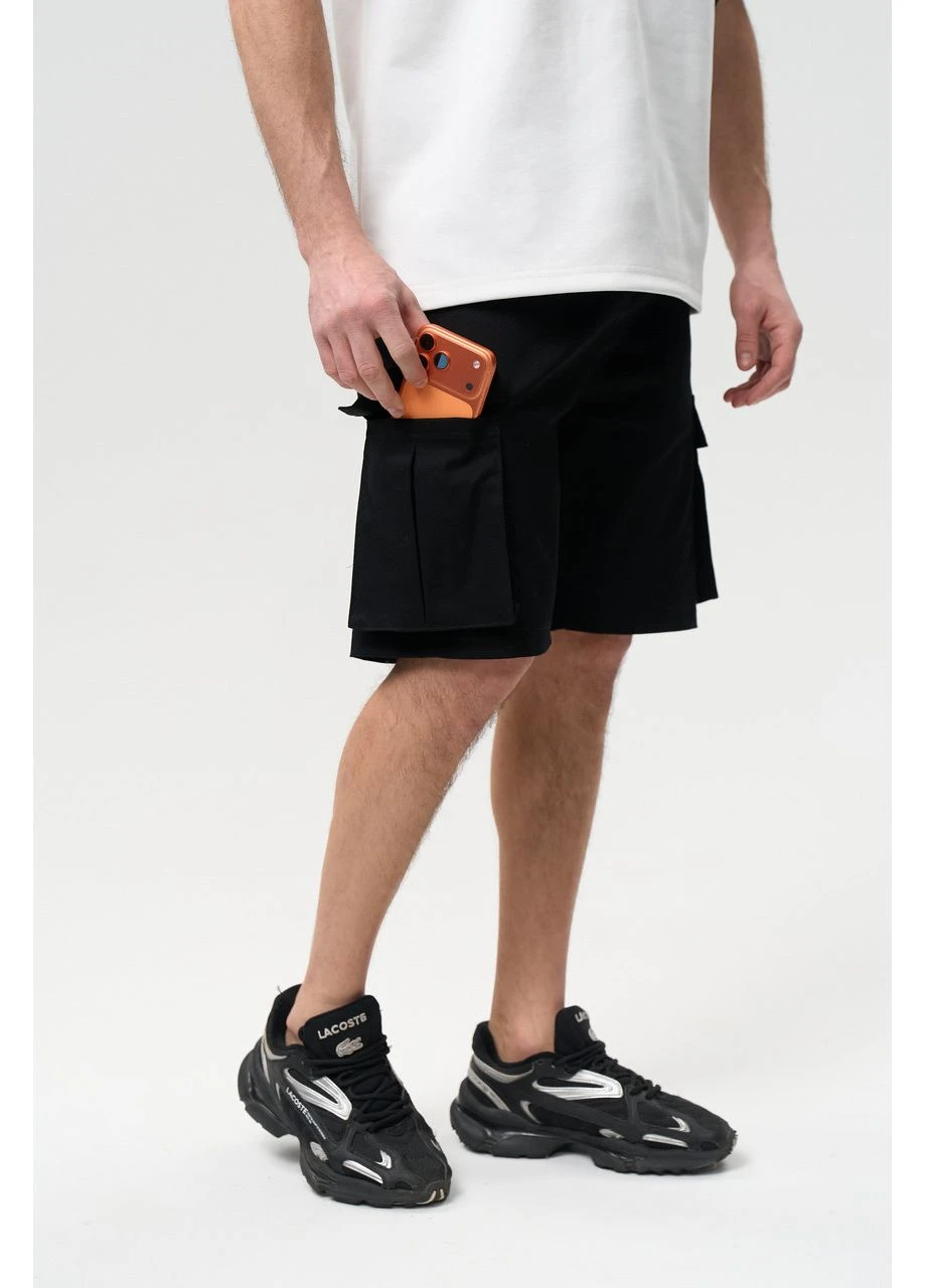 Чоловічі карго шорти чорний Shorts Black No Brand Urban Cargo (392122131)