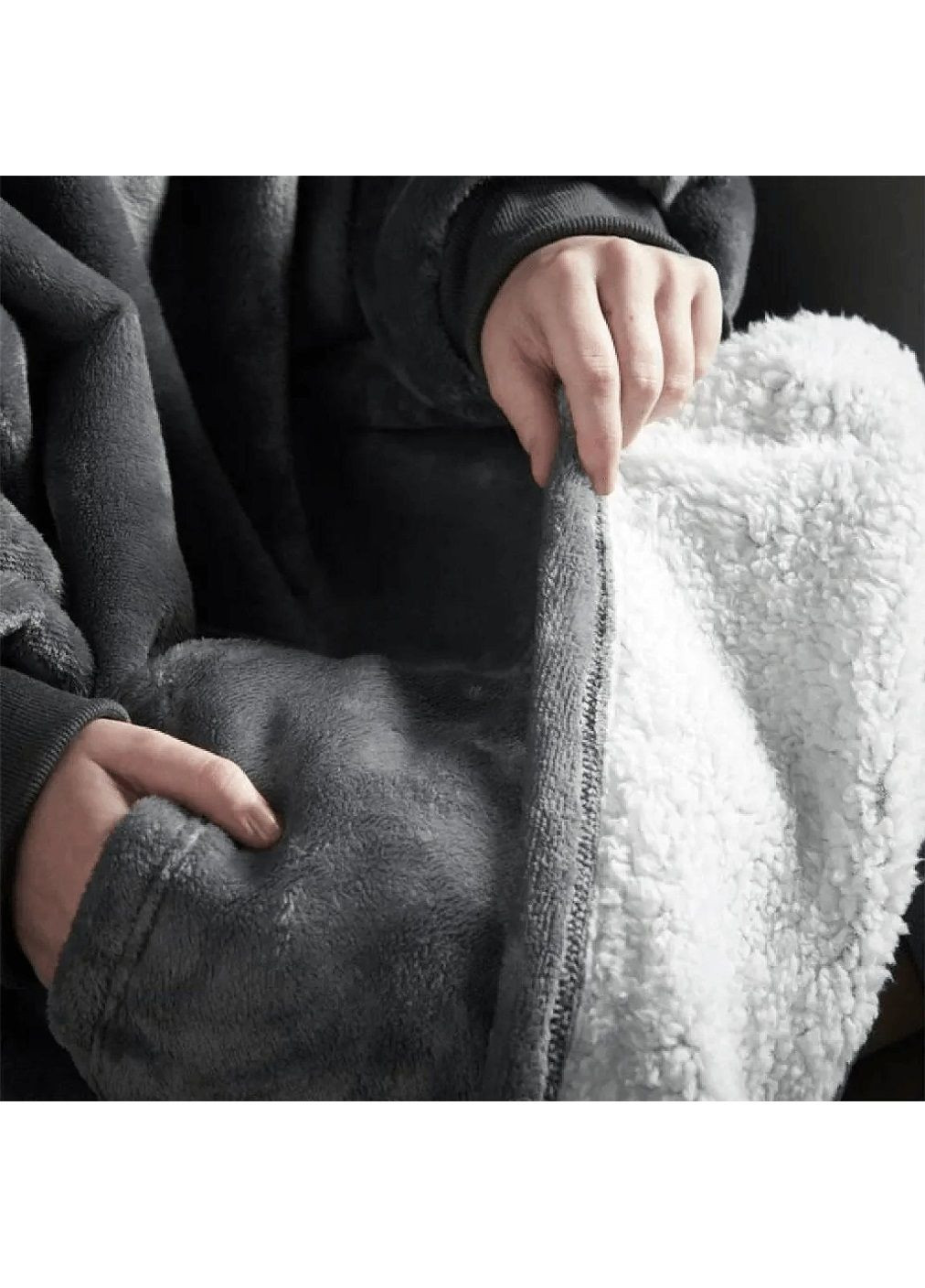 Толстовка плед халат зимний худи свитер оверсайз унисекс с карманом капюшоном однотонная 80х100 см (478495-Prob) Серая Unbranded (305784366)