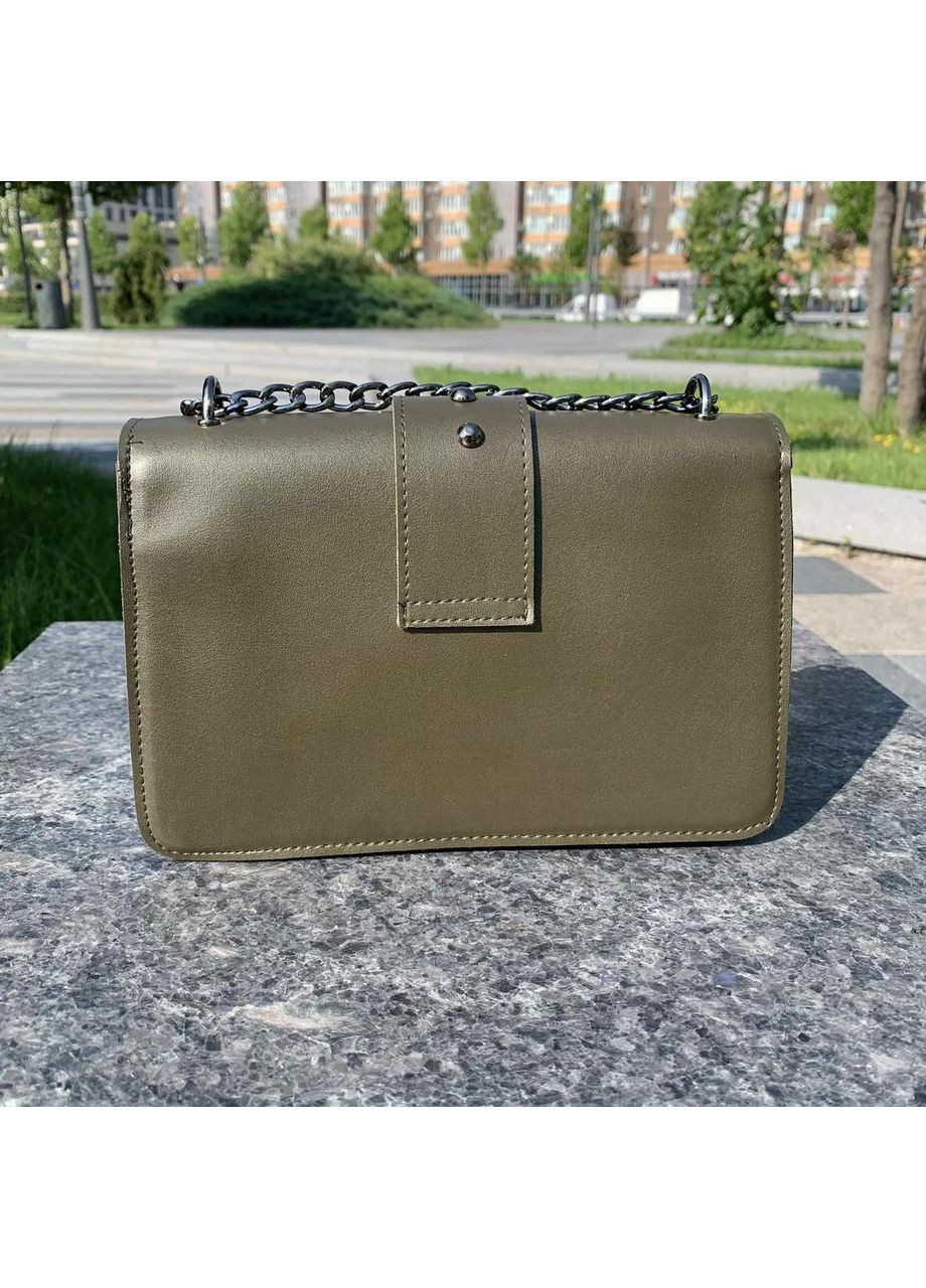 Женская сумка мини клатч на плечо эко-кожа зеленая на цепочке с птичками ProDobro (370022373)