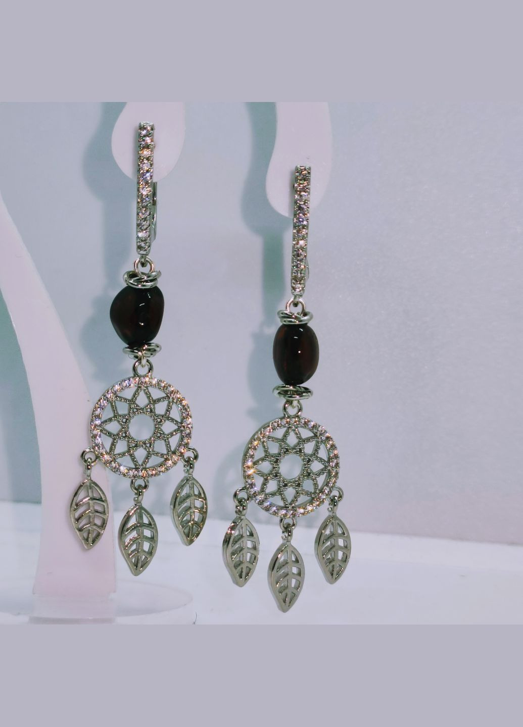 Сережки 3136 з натуральним бурштином MINOV (315631754)