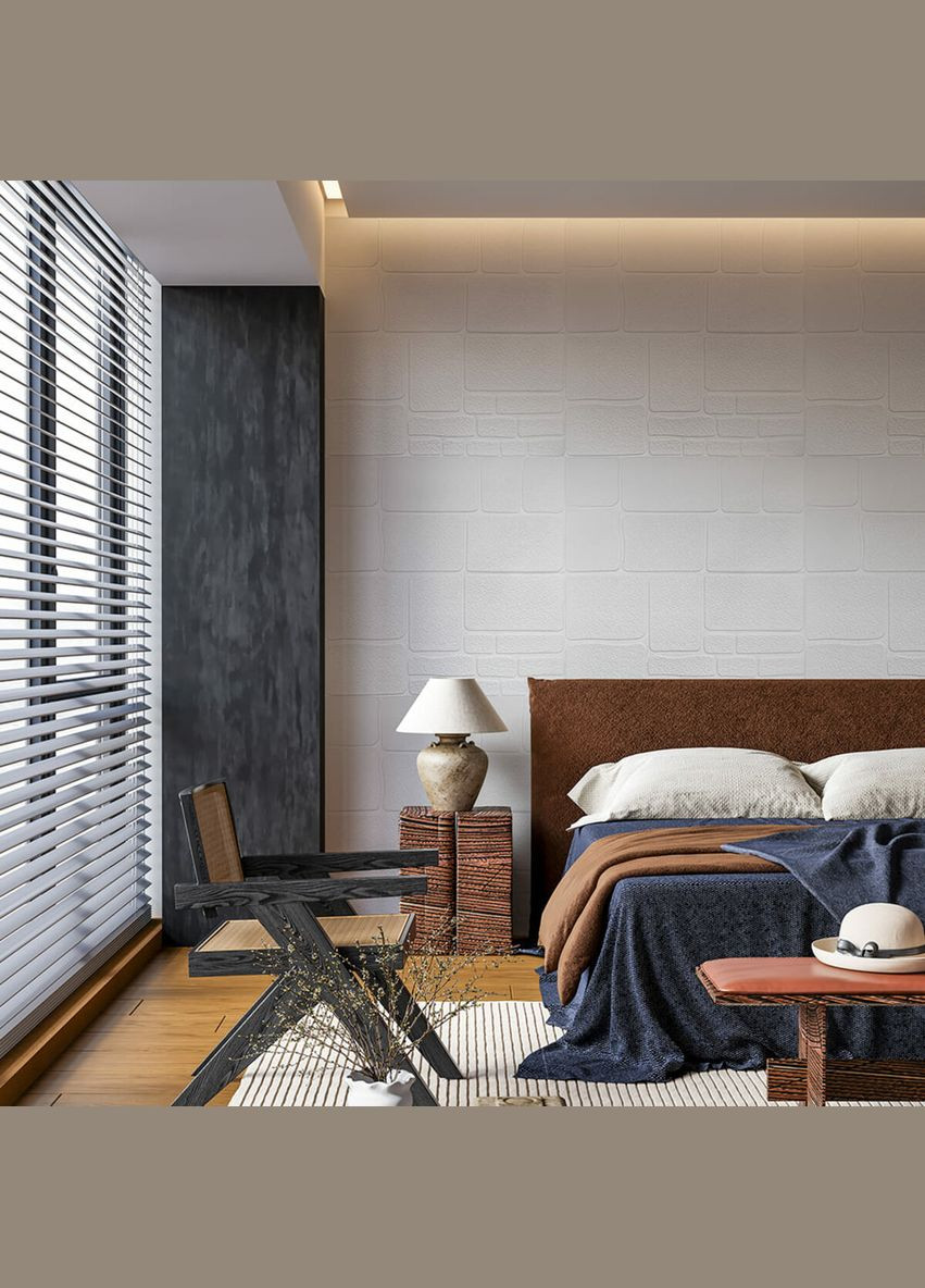 Самоклеящаяся 3D панель камень белый 700х700х6мм (151) SW-00001155 Sticker Wall (315791459)