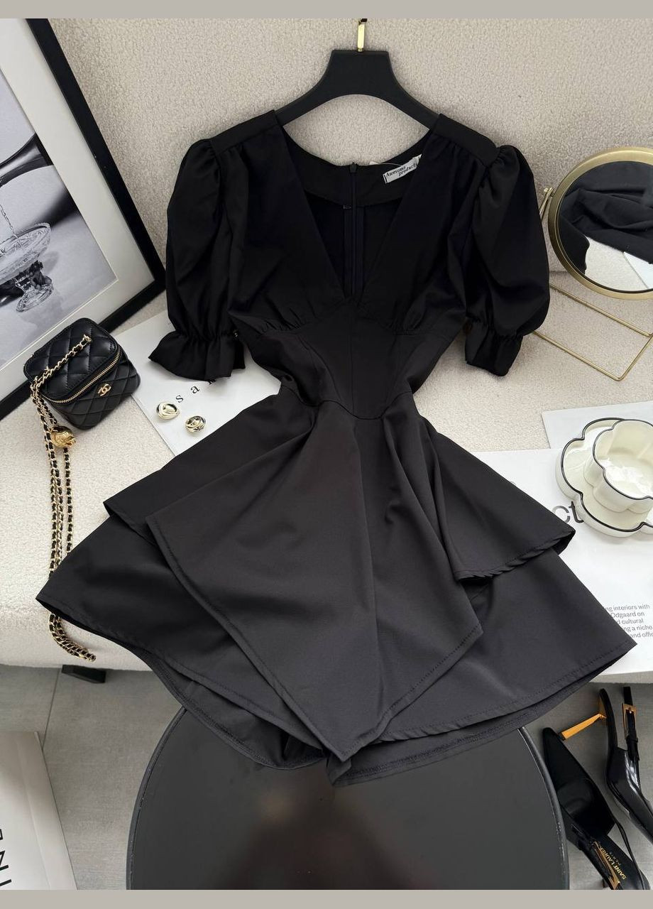 Чорний легкий літній комбінезон, гарний та стильний, ідеальний для теплої погоди No Brand 659-1 однотонний чорний