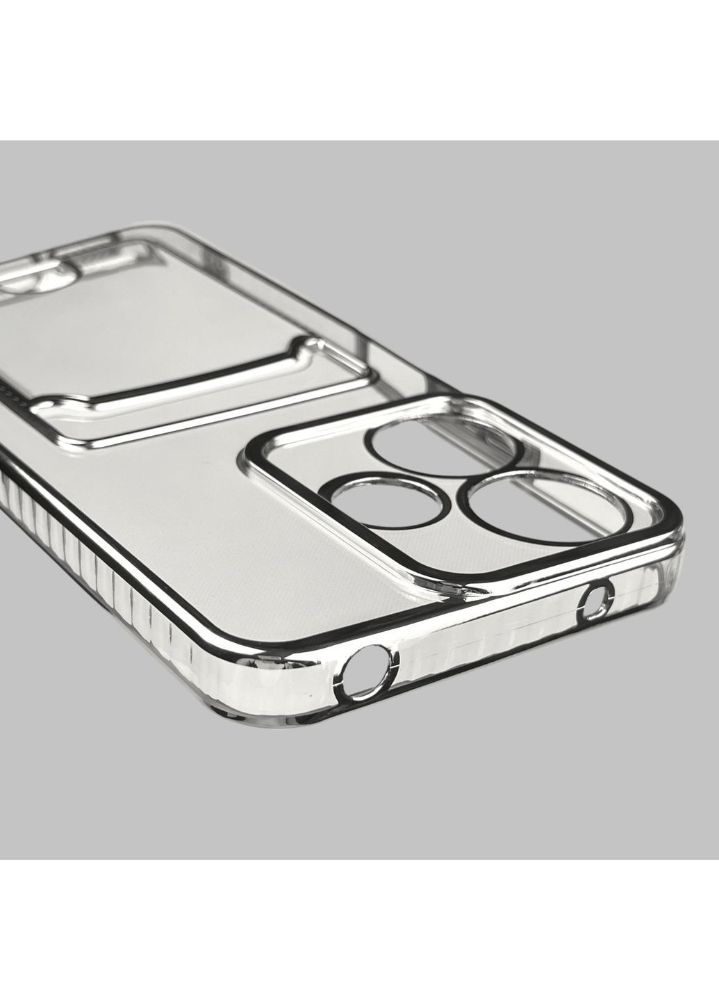 Чехол для POCO M6 4G с серебряной окантовкой с карманом для карт на сяоми поко м6 серебряный Xiaomi (366022575)