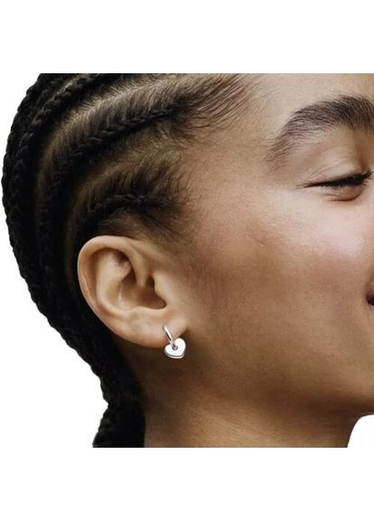 Серебряные серьги с бантиками Пандора открытые хупы с сердцами 293460C00 Kabluchka (355347682)