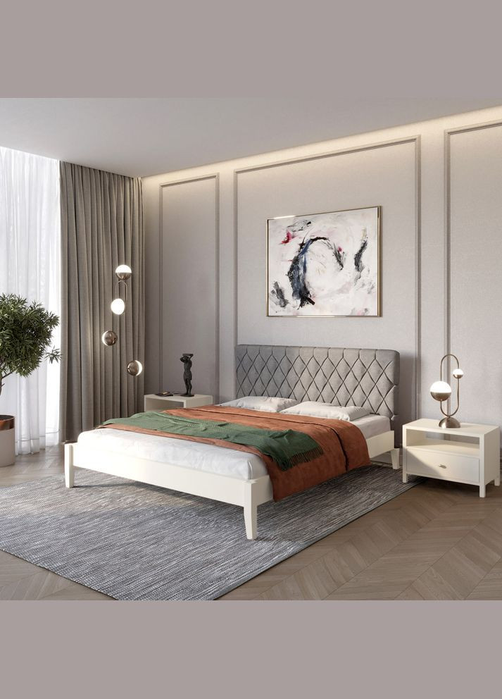 Двуспальная деревянная кровать Венеция ДК (S0505Y30R)/Аляска 93 (Серый) 180х200 см (MBG-5571) Mebigrand (368283078)