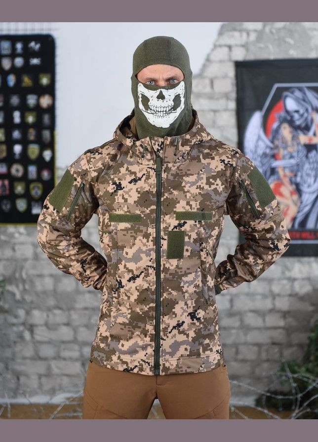 Тактична куртка демісезонна Soft Shell піксель No Brand (301914171)