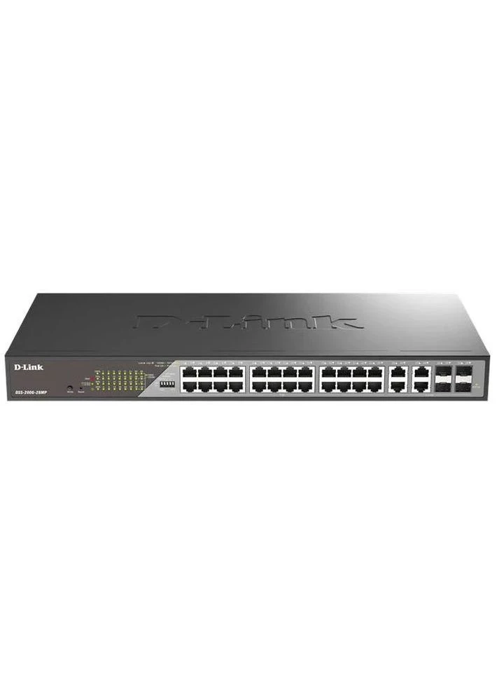 Коммутатор DSS-200G-28MP 24xGE PoE, 4xSFP/GE, 370W, Некоммутируемый D-Link (393471941)