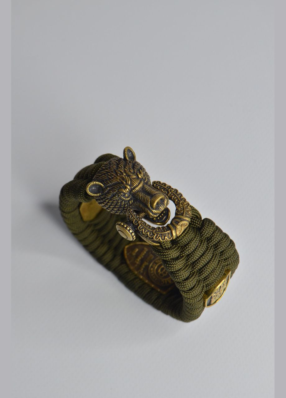 Браслет с Медведем шлемом ужаса и гербом Украины ручное литье из латуни + брелок в подарок No Brand (345640664)