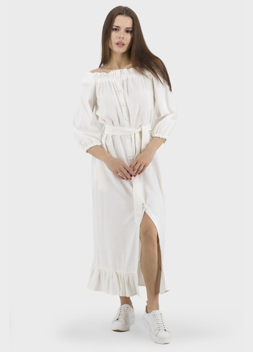Молочна кежуал жіноча літня приталена сукня з бахромою та поясом, без підкладки bella bicchi (, ), 35968 No Brand однотонна
