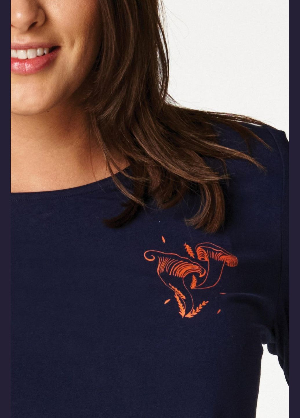 Синя зимня піжама з квітковим принтом лонгслів + брюки Key LNS 752 B22 blue