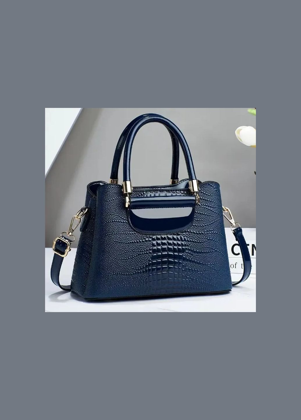 Классическая лаковая женская сумка-рептилия PTR No Brand (317763571)