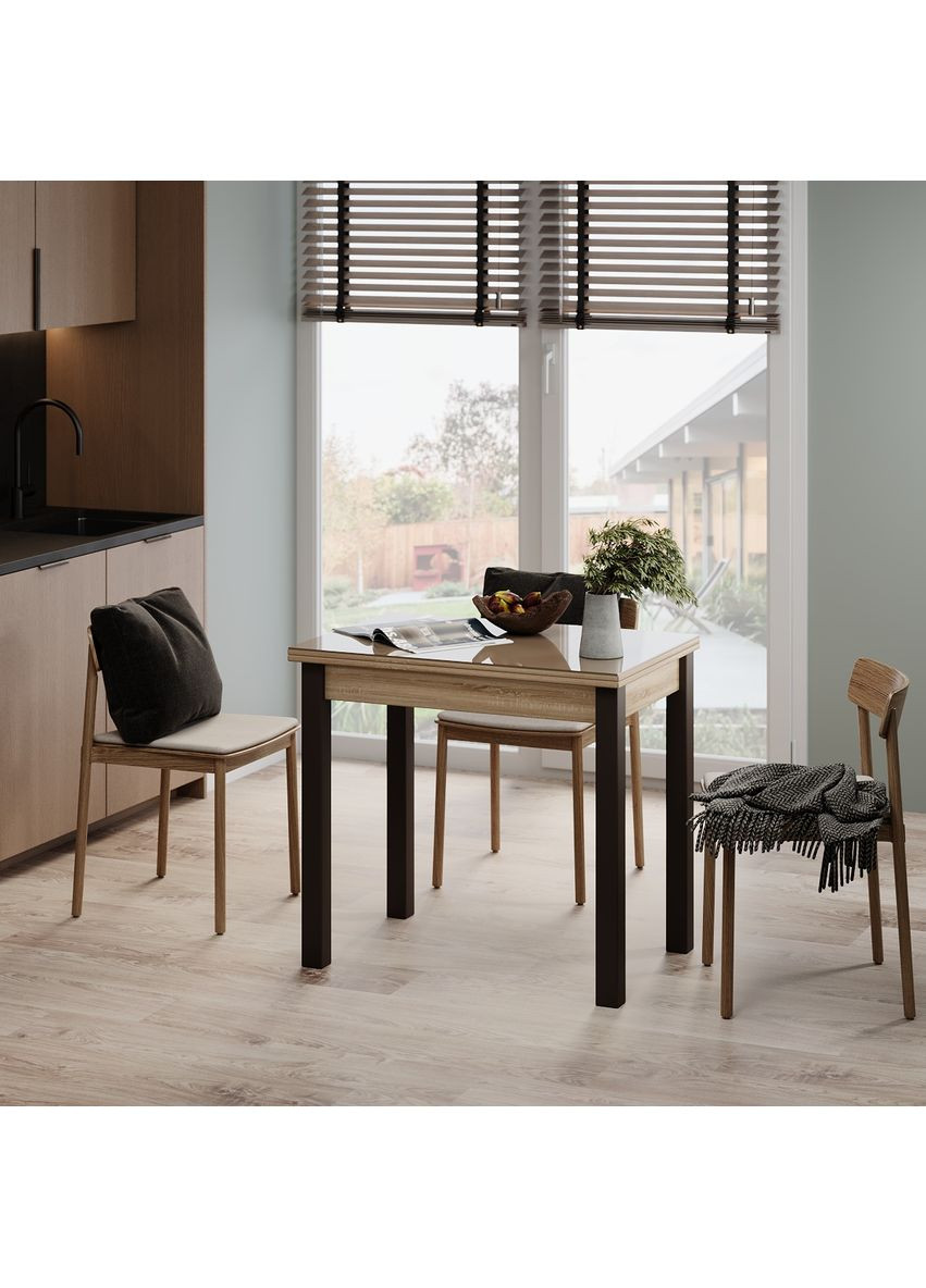 Стол-трансформер Dinner Glass 900x750x600 Дуб сонома/Венге ноги/Бежевое стекло (TB16131300204) Art In Head (337309279)