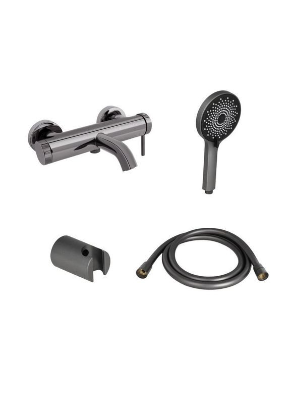 Комплект для ванної кімнати Robin Black/Chrome: Змішувач QTROB3060102K + Тримач QT829910842854GRP + Шланг Qtap (317569959)