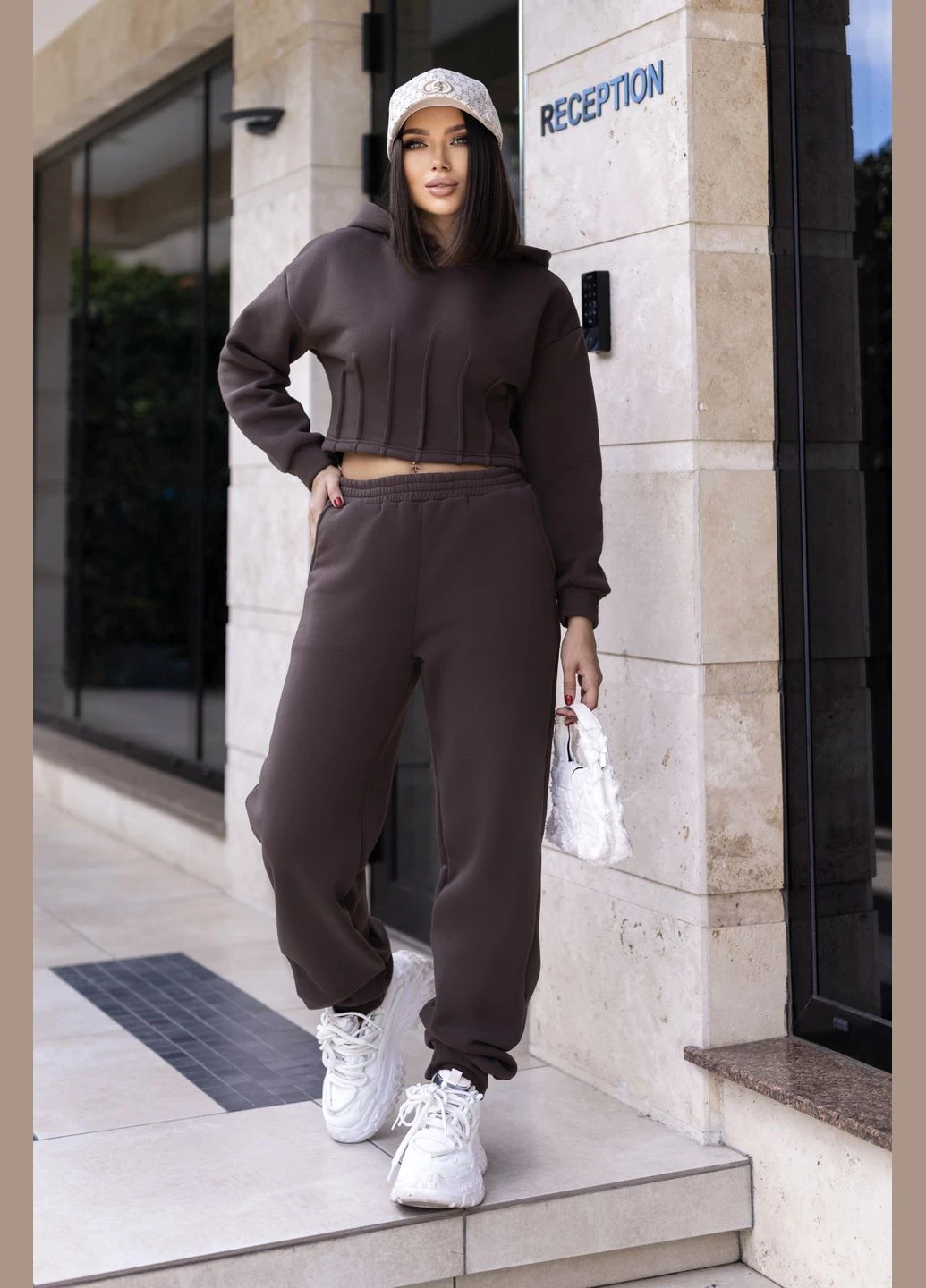 Спортивний костюм на флісі з коротким худі Fashion Girl Navi (303524065)