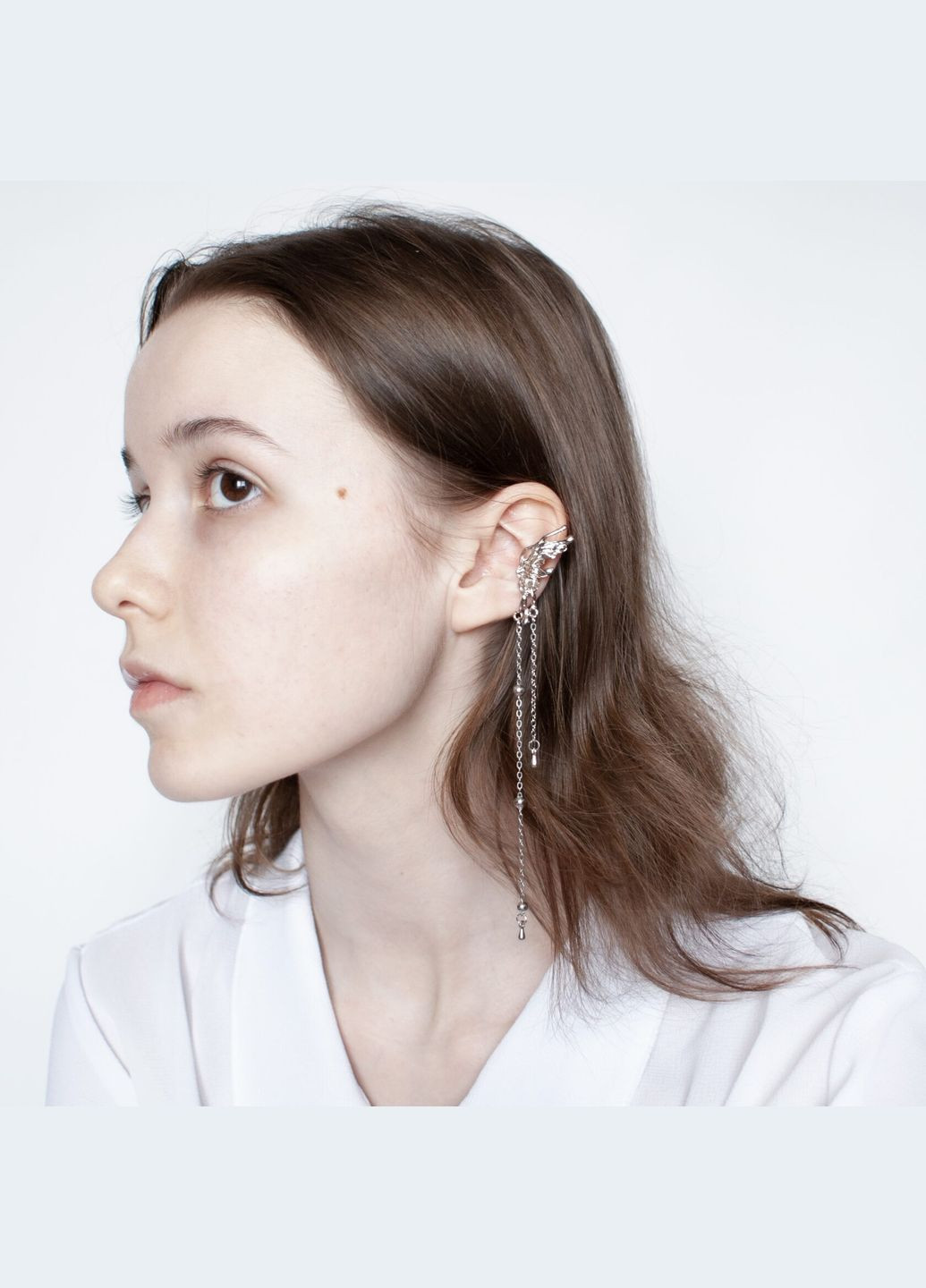 Кафа-обманка на ухо без прокола стильная аниме эстетика причудливая клипса с разными цепями унисекс эльфийская кафа крылья феи No Brand (335977526)