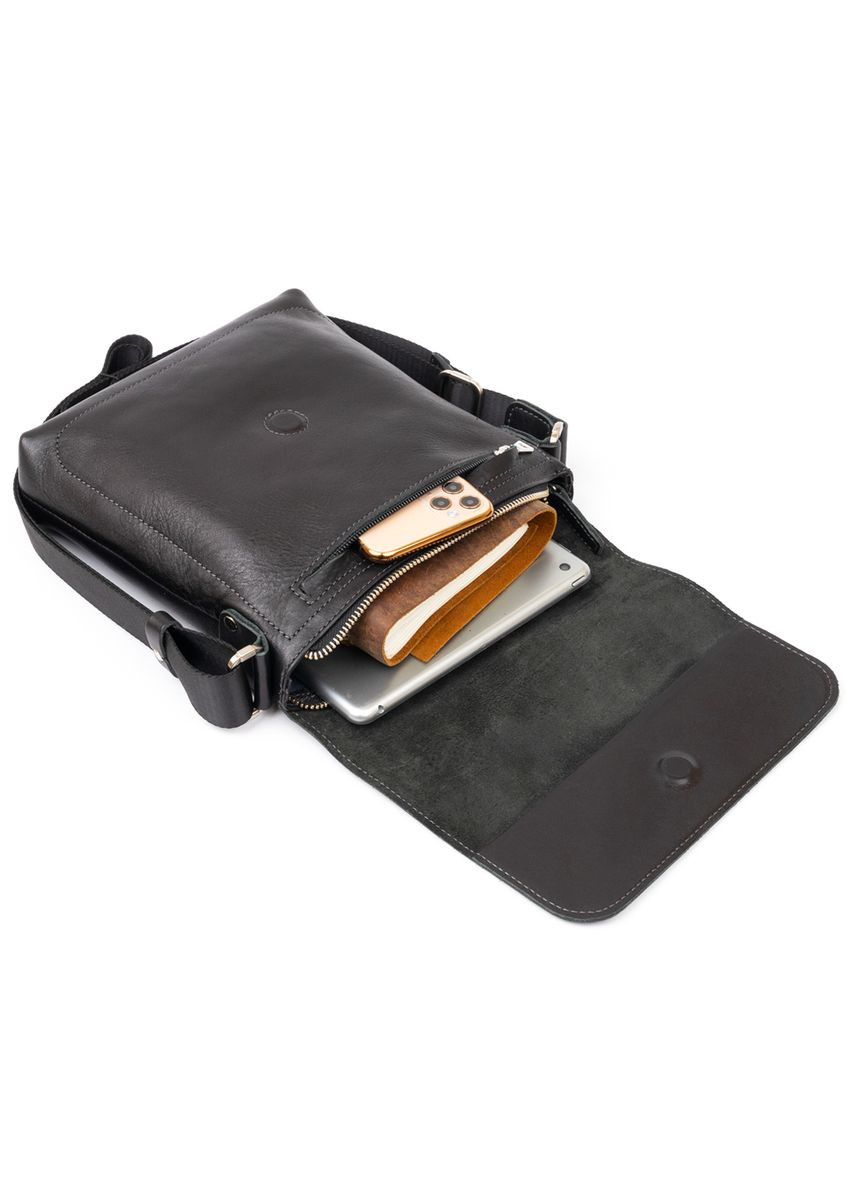 Кожаная сумка кросс боди мужская мессенджер через плечо черная 11333 Grande Pelle (329195830)