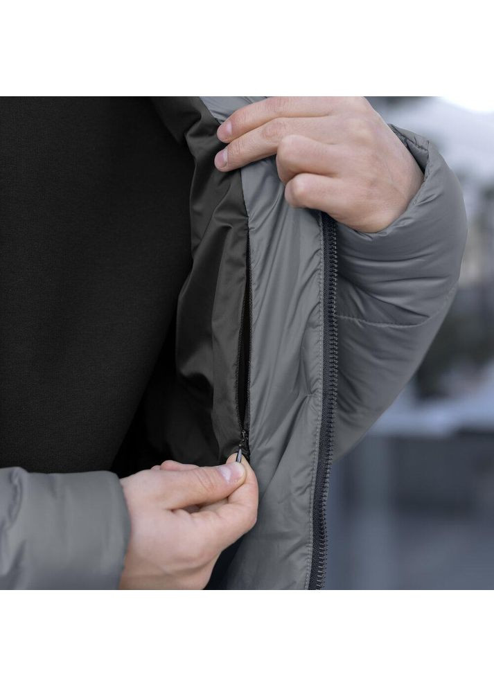 Серая зимняя мужская зимняя куртка плащевка на пухе серая Freedom