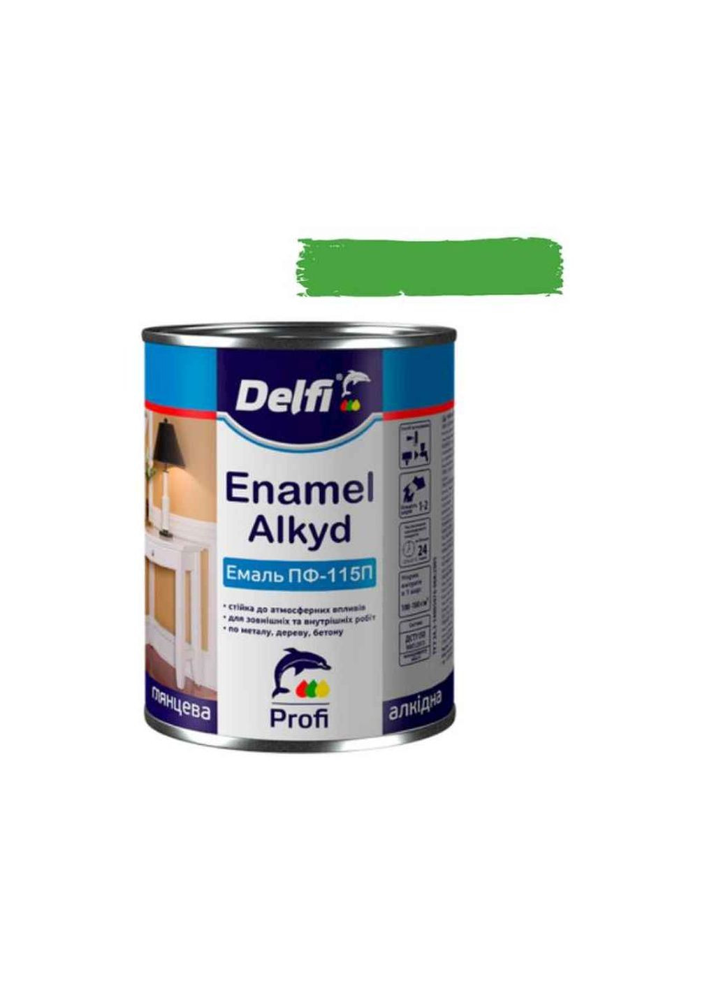 Эмаль алкидная ПФ-115 салатовая 900г. Delfi (356458007)