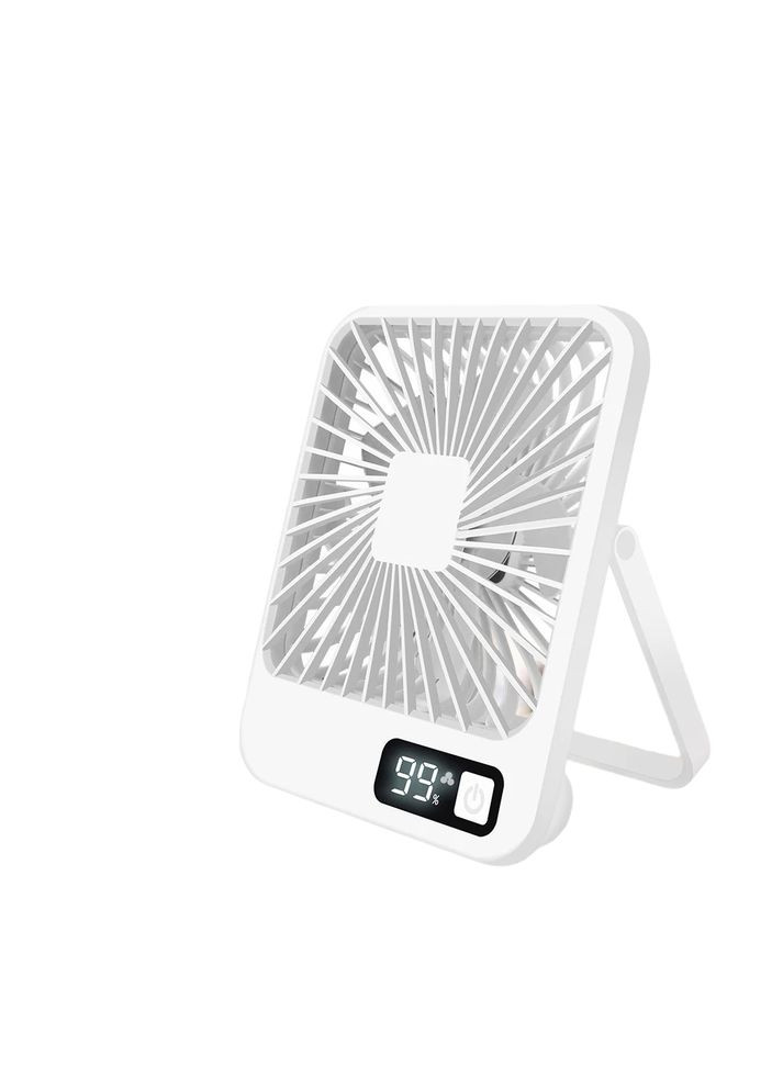 Портативный вентилятор с регулировкой на 180° и дисплеем USB White No Brand (365721386)